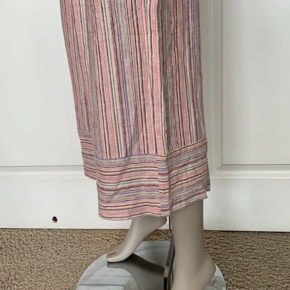 Forever 21 Linen Blend Multi Stripe High Waist Wide Leg Boho Capri - Picture 4 of 8